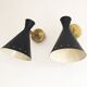Set of three Italian wall lights in brass and lacquered iron, 1950s design