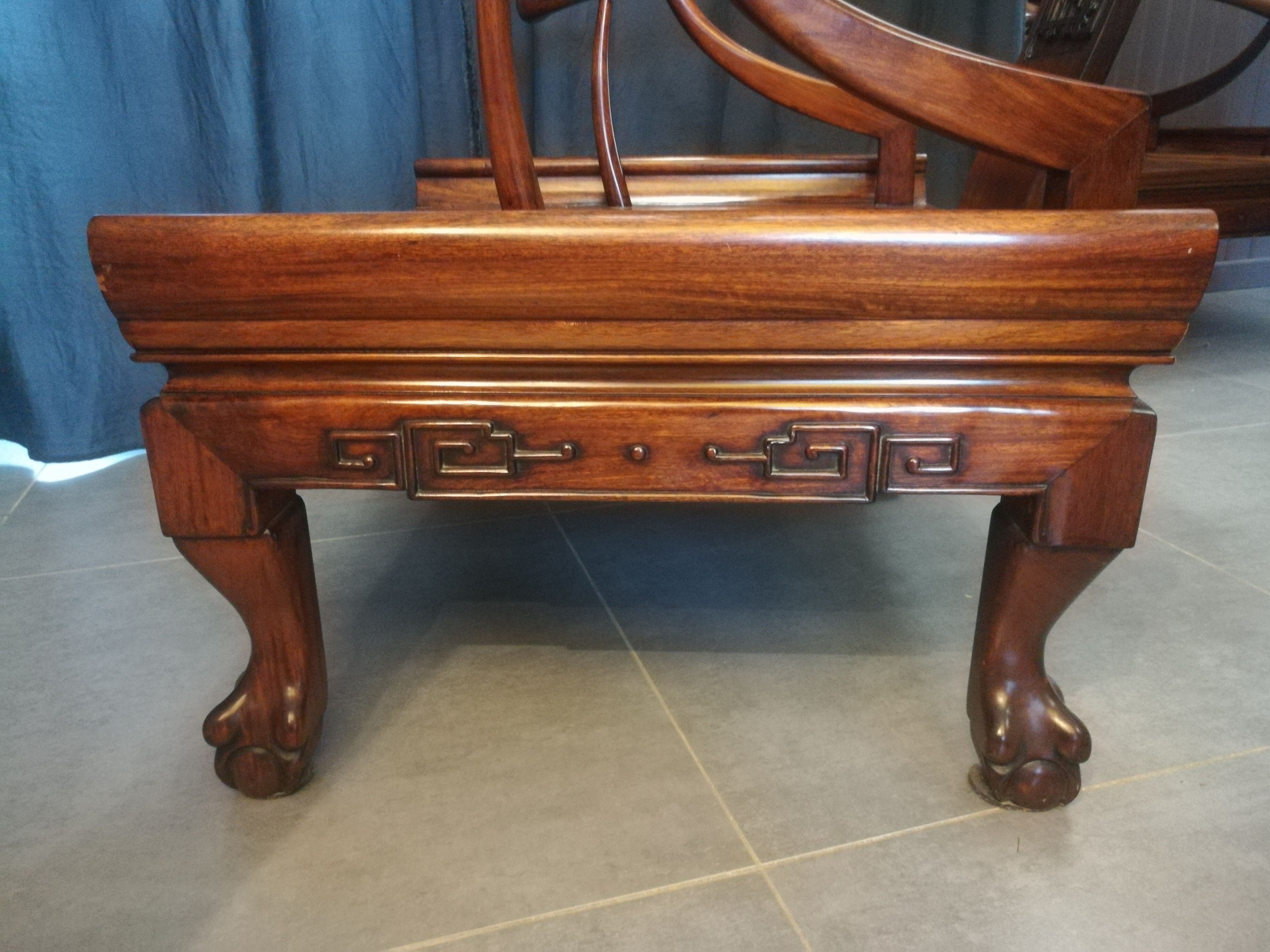 Pair of Chinese armchairs made of exotic wood
