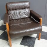 Brown Leather armchair 1970s