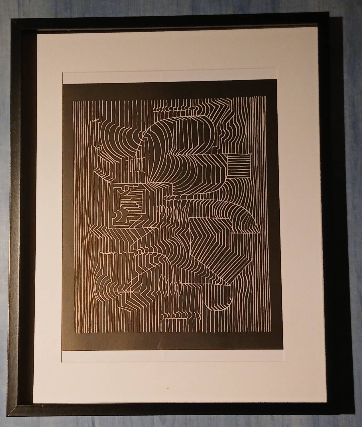 Tableau Vintage Art Optique - Victor Vasarely - Frame 50x40cm