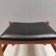 Danish Teak Footstool, Black Skai Leather, 1960s Spøttrup Design