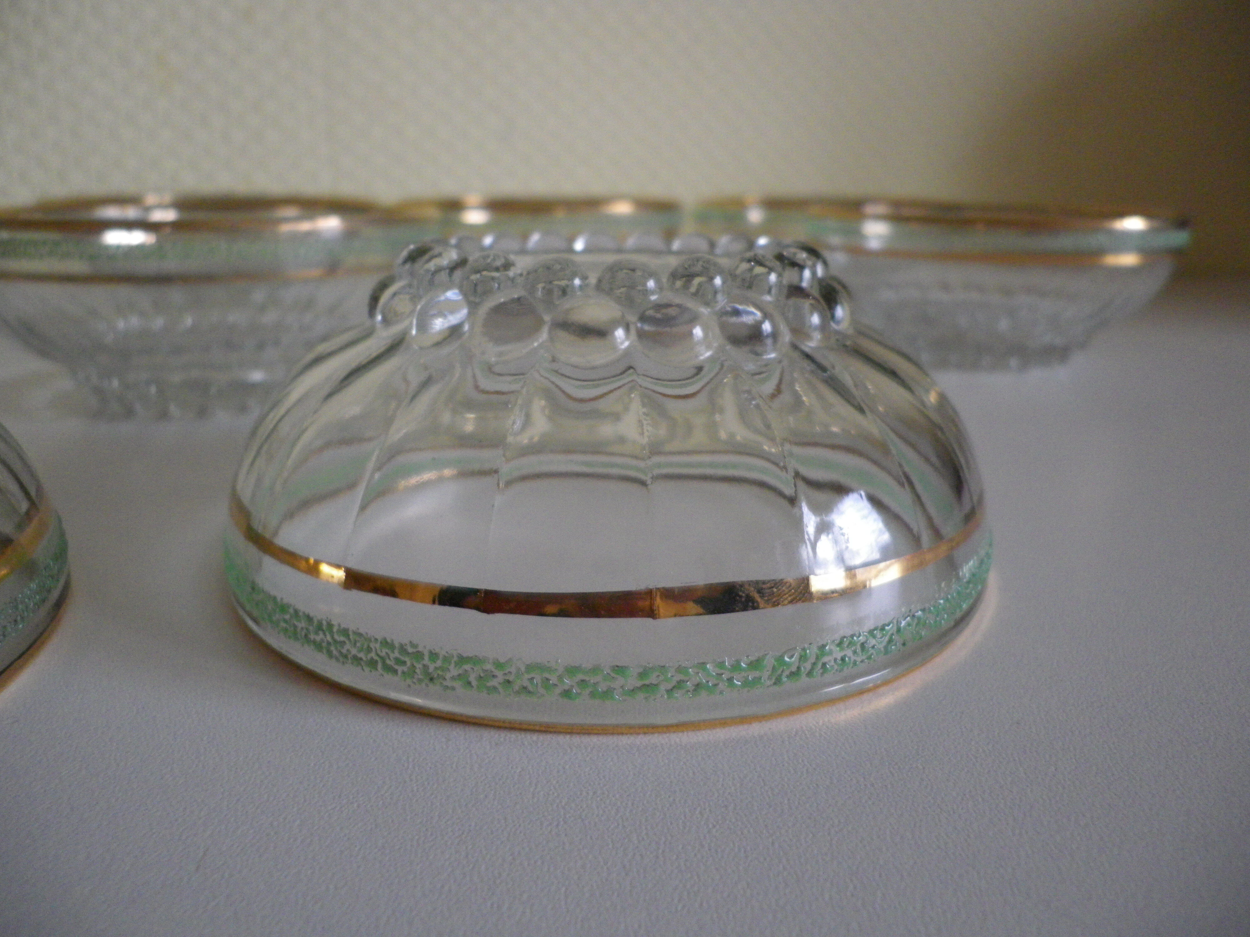 Lot of 8 old dessert cups with granite contour and gilded edges - vintage - 60s