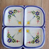 Flat with 4 compartments in earthenware floral decoration