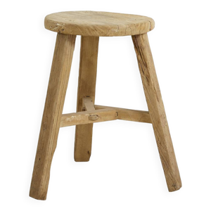 Tabouret rond en orme - brut