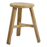 Round stool in raw elm