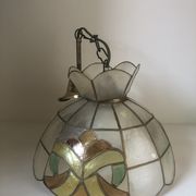 Suspension luminaire mother-of-pearl and brass