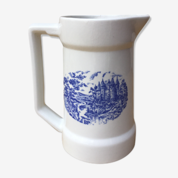 Blue and white pitcher