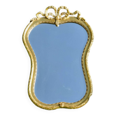 Grand miroir biseauté style Louis XVI en bois peint doré - H :78 cm - 1960