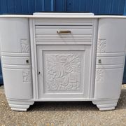 1930 Art Deco sideboard with floral motifs and marble top