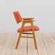 Oak Desk Chair in Pale Red Wool Upholstery by Erik Kirkegaard