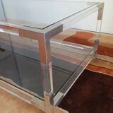 Table basse lucite, verre et métal années 80