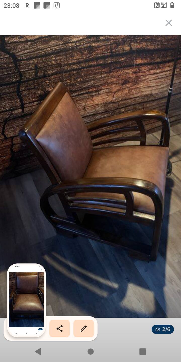 Faiteuil vintage cuir et teck année 60