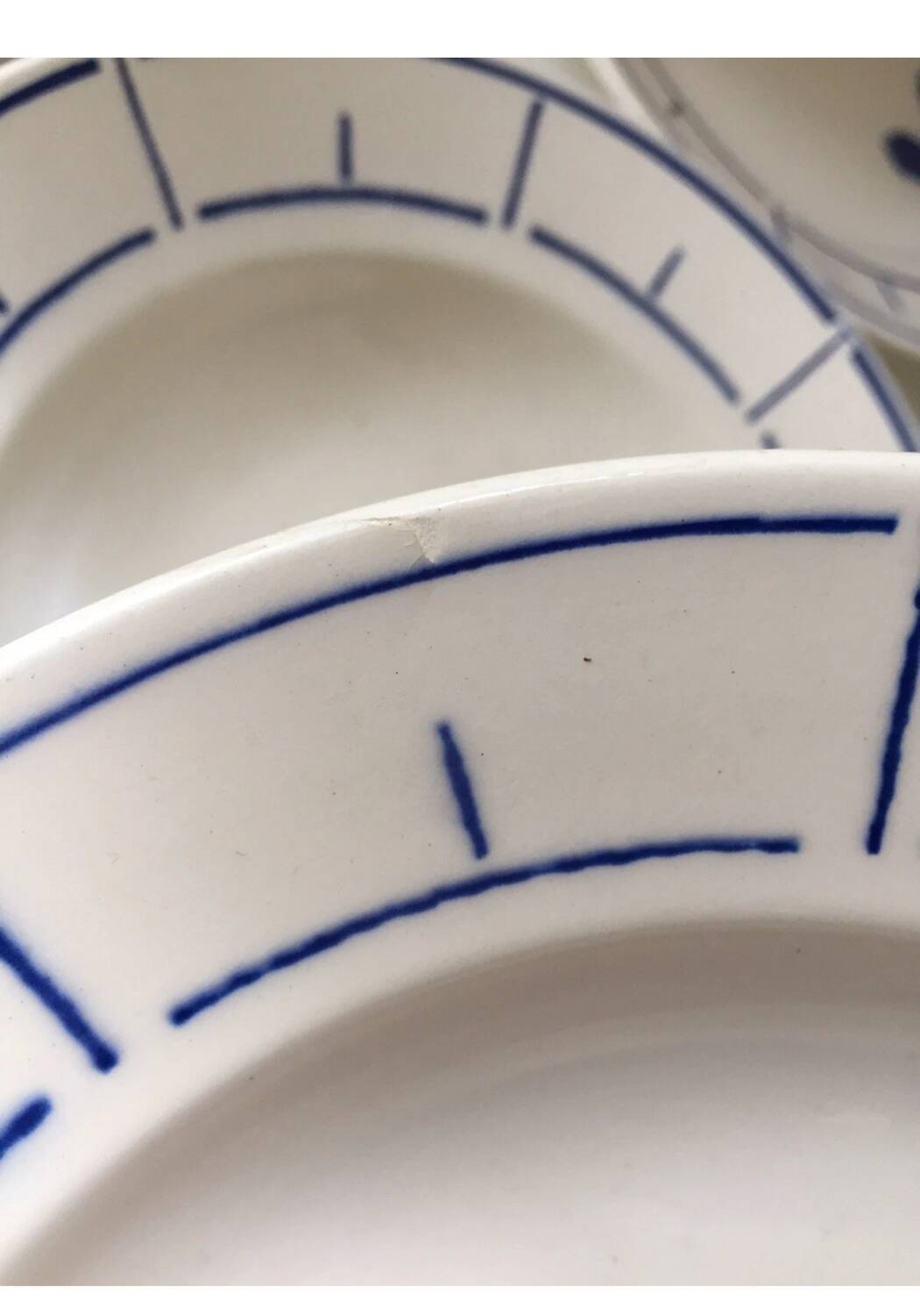 Terre de Fer Badonviller Chanzelles Blue pattern soup plates