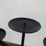 Chandelier en fer forgé , peint en noir, pour 3 bougies