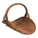 Woven Rattan Log Holder in a Semi-Round Shape with a Central Arched Handle.