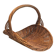 Woven Rattan Log Holder in a Semi-Round Shape with a Central Arched Handle.