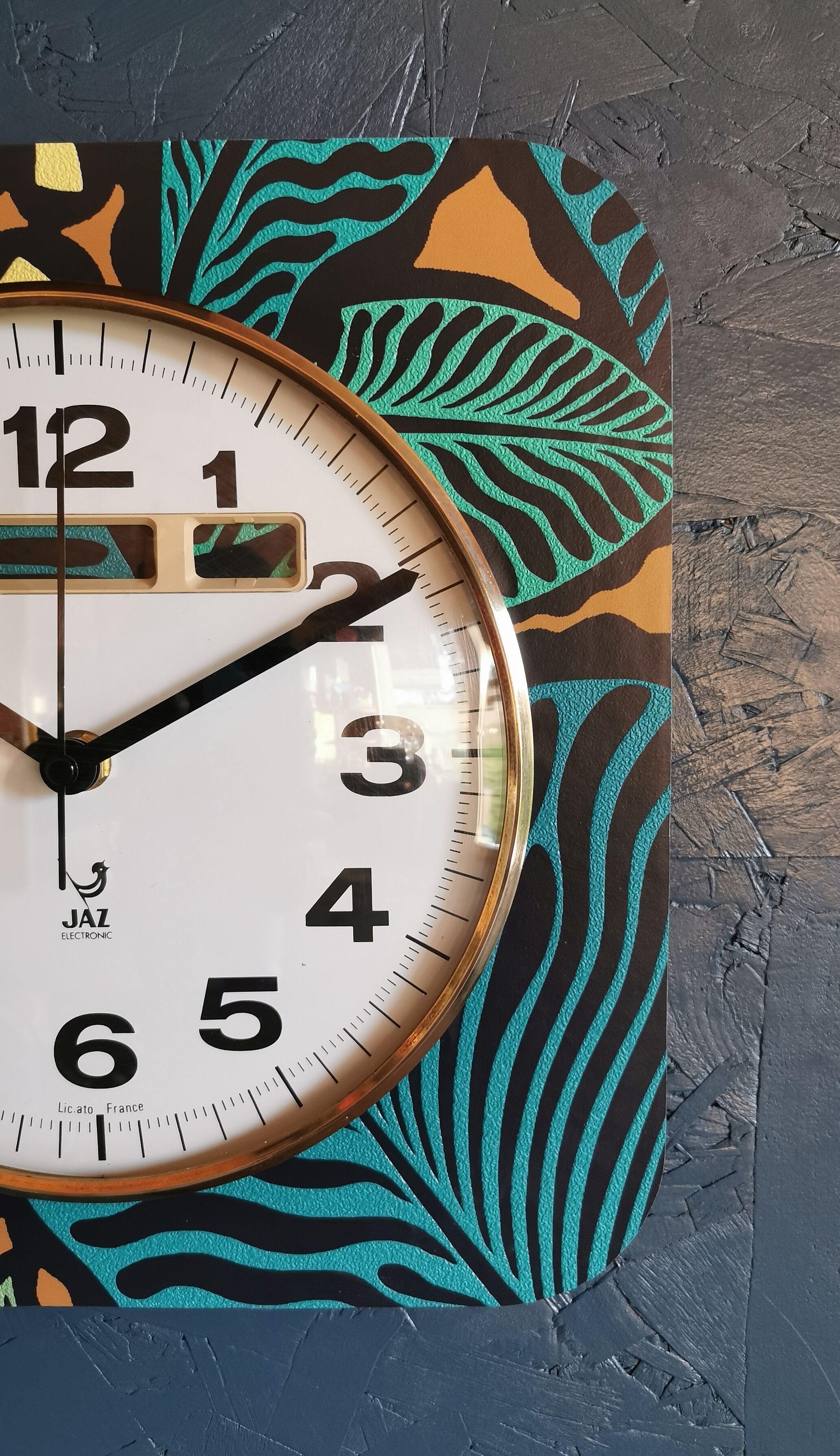 Horloge vintage pendule murale silencieuse carrée "Jaz vert noir"