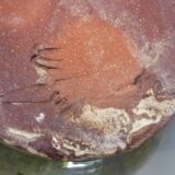 Pitcher vase, thick green glazed terracotta, signature to be identified