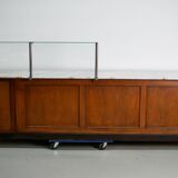 Large Antique Art Deco German Oak & Marble Chocolate Shop Counter, 1920s