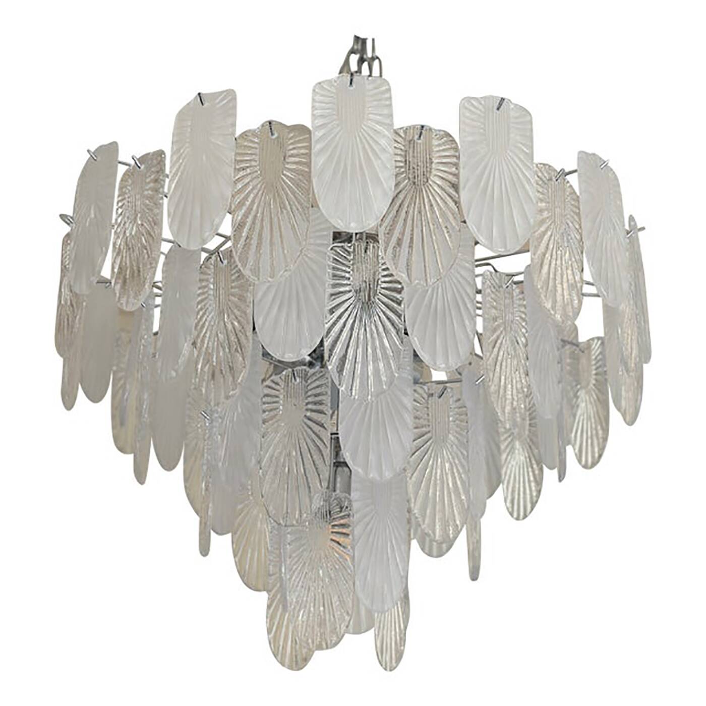 Italian Glass Chandelier Clear and Frosted Art Deco