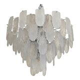 Italian Glass Chandelier Clear and Frosted Art Deco