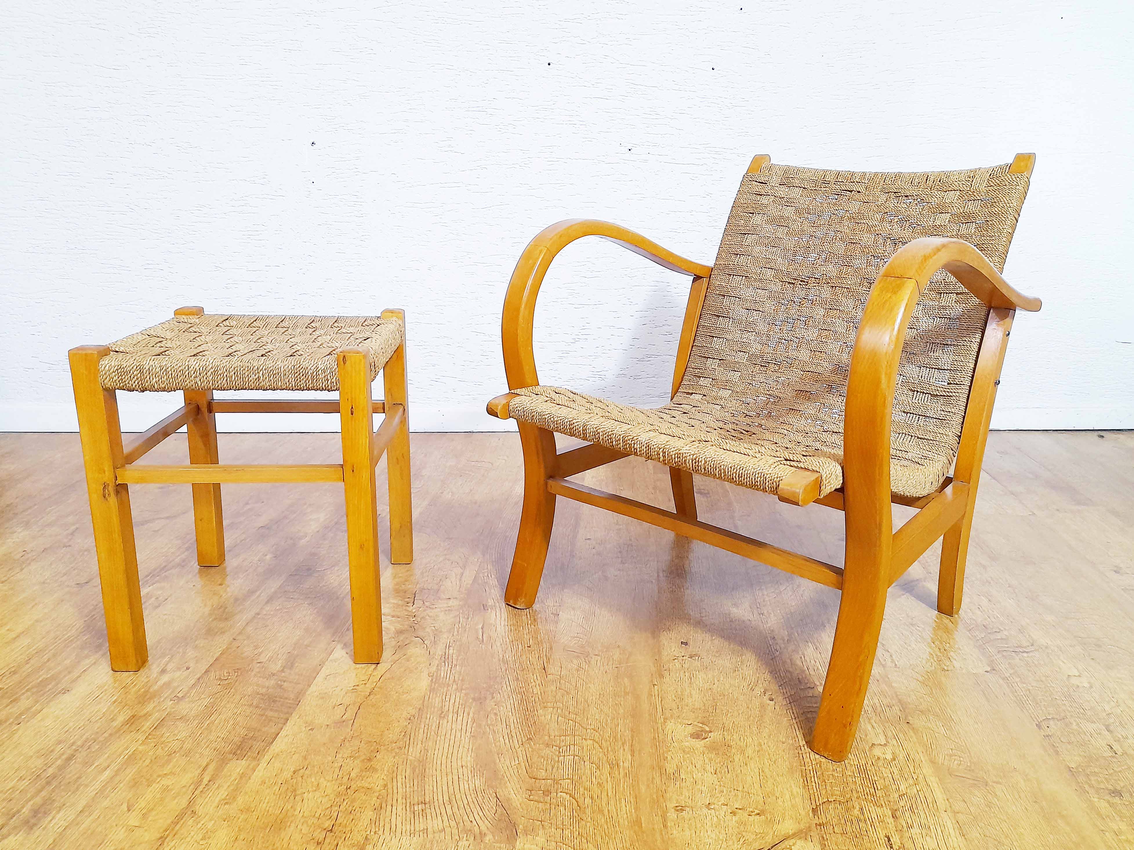 Armchair in rope and wood by Ercih Dieckmann 1930