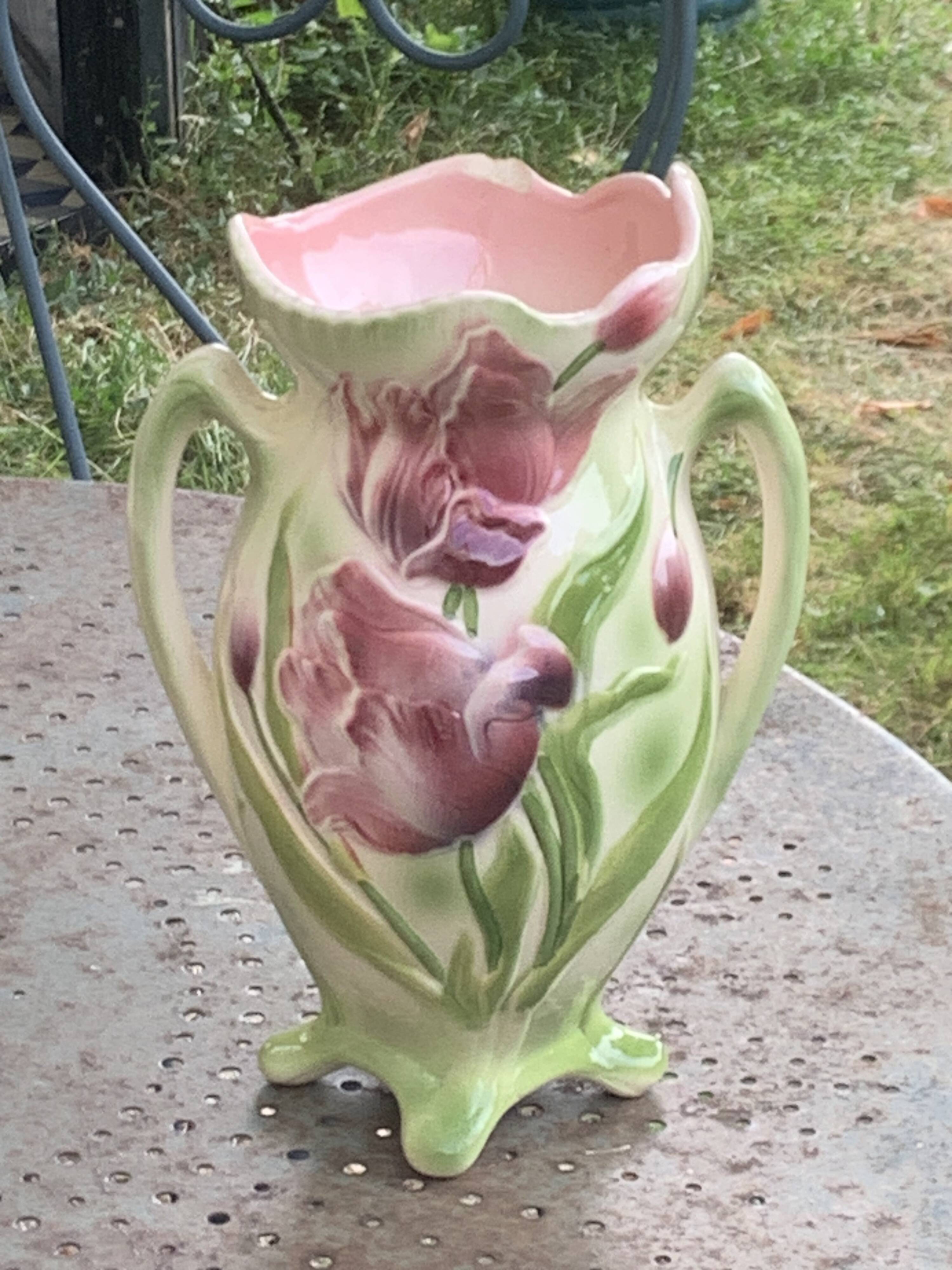 Large slip vase, glazed ceramic, Saint-Clément, France,