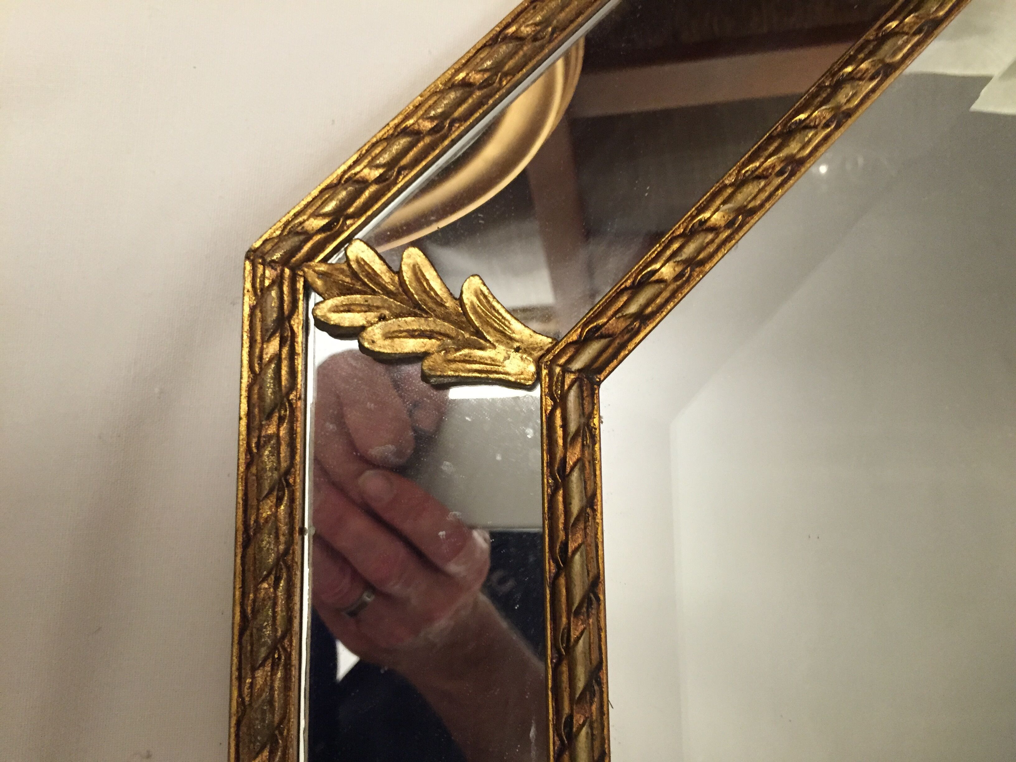 Octagonal mirror wooden gold beveled 92x71cm