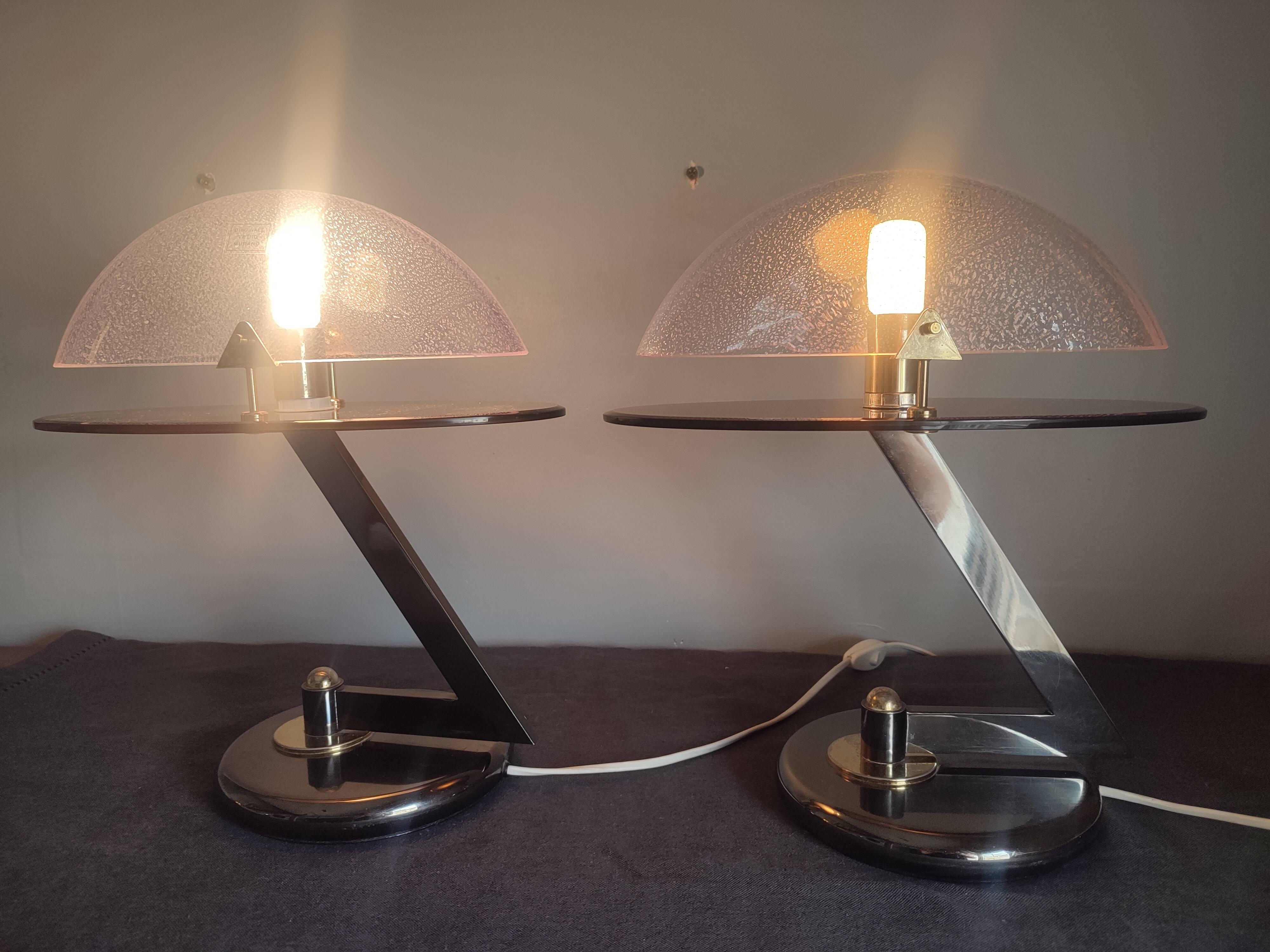 Lampes de table en verre Murano vintage