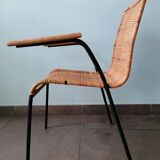 Rattan armchair, metal structure, Germany, 70s