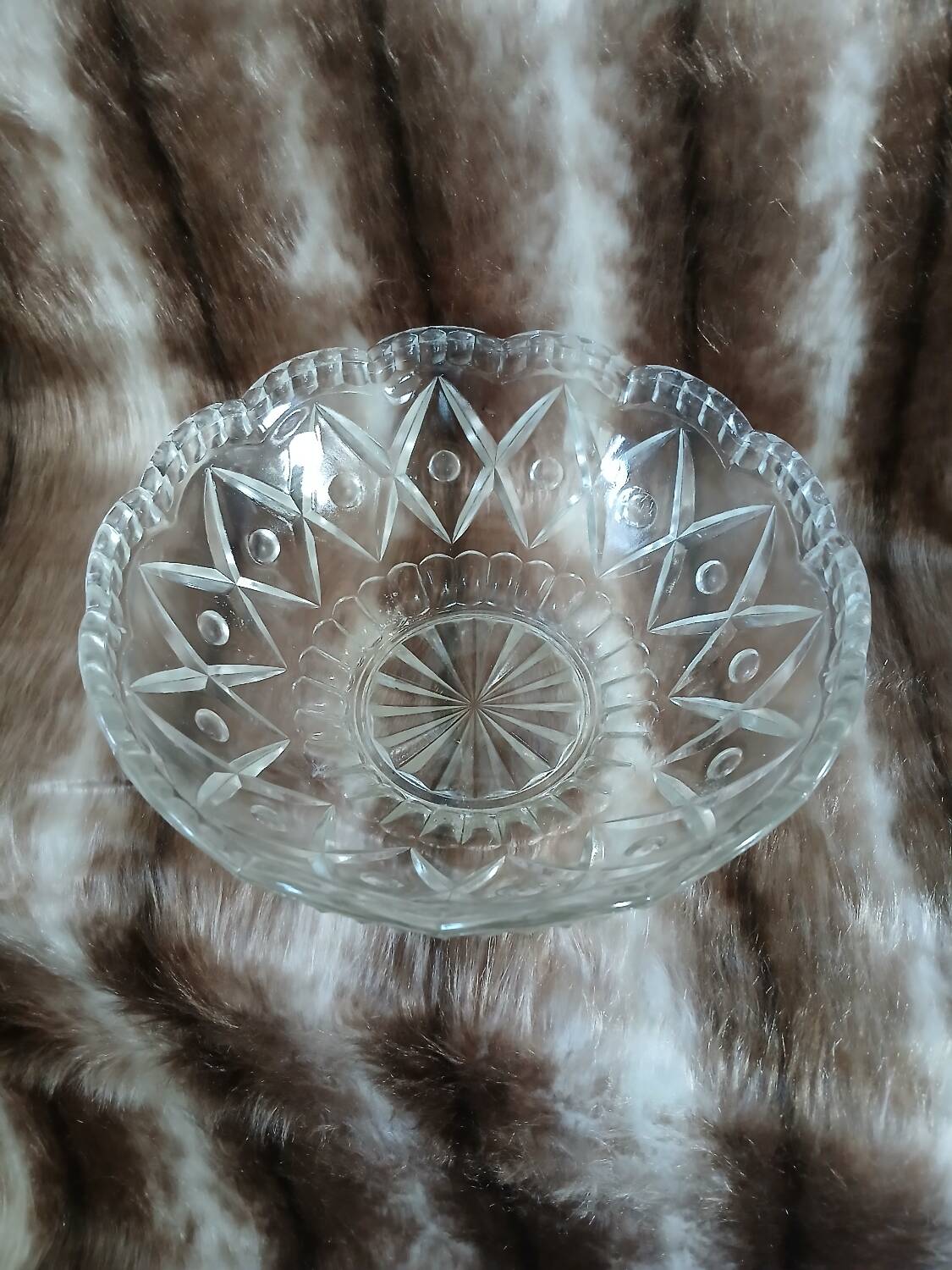 Antique cut glass salad bowl