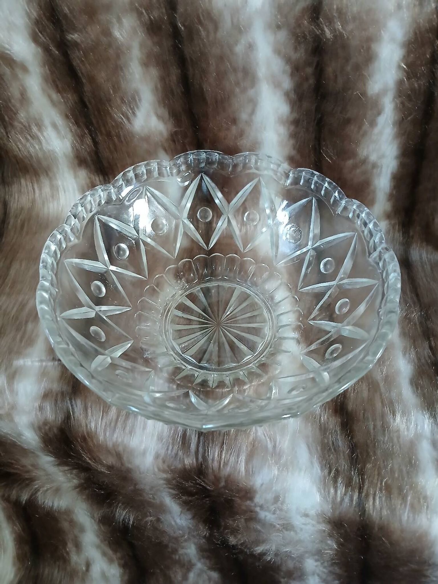 Antique cut glass salad bowl