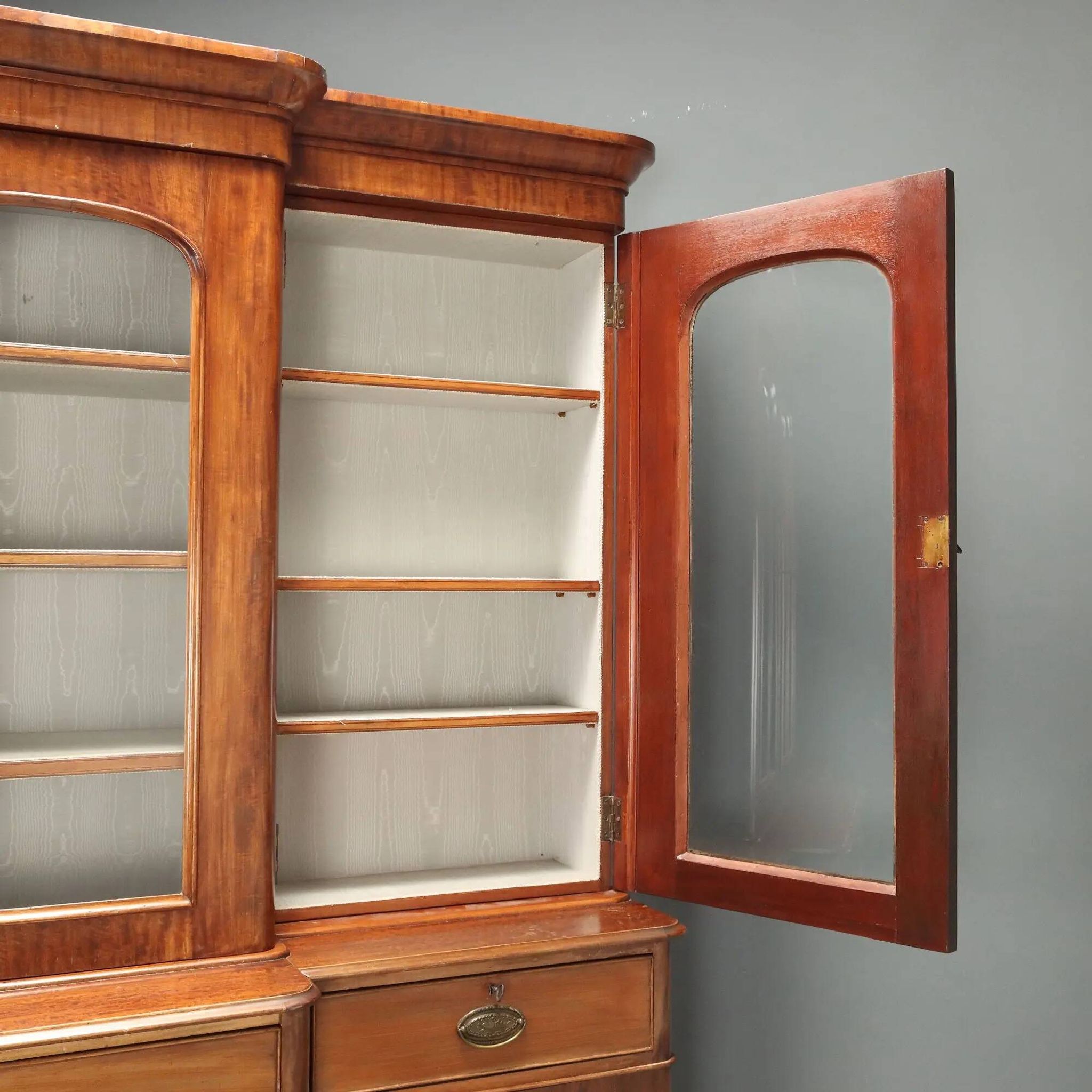 Antique mahogany library with glass and leather, United Kingdom 1800s