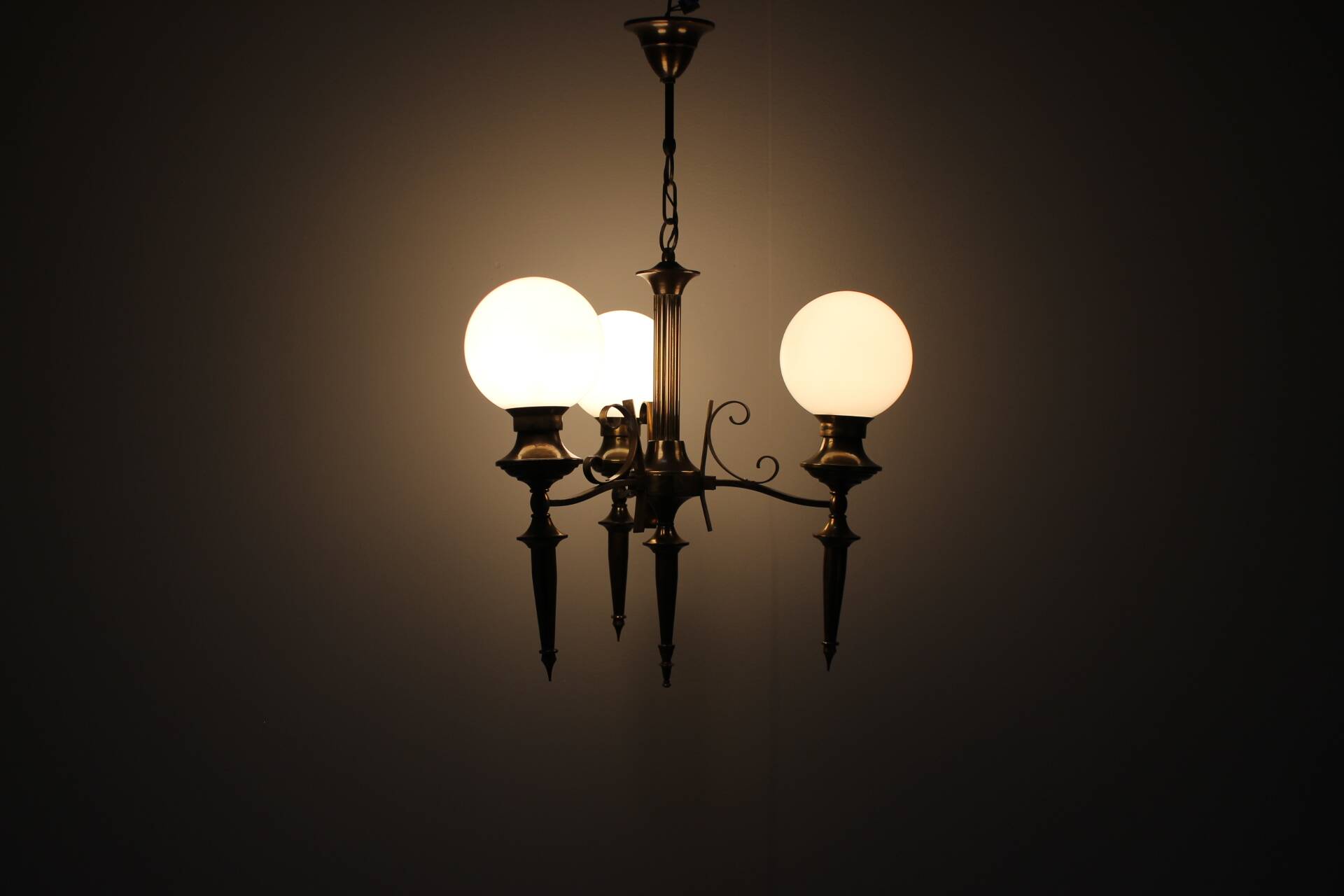 Brass Art Deco Candlestick, 1930s, Czechoslovakia