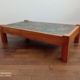 Vintage coffee table in elm and slate