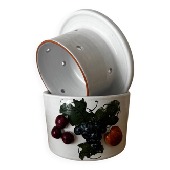 Water butter dish with raised fruits