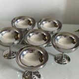 Six Guy Degrenne stainless steel ice cream cups.