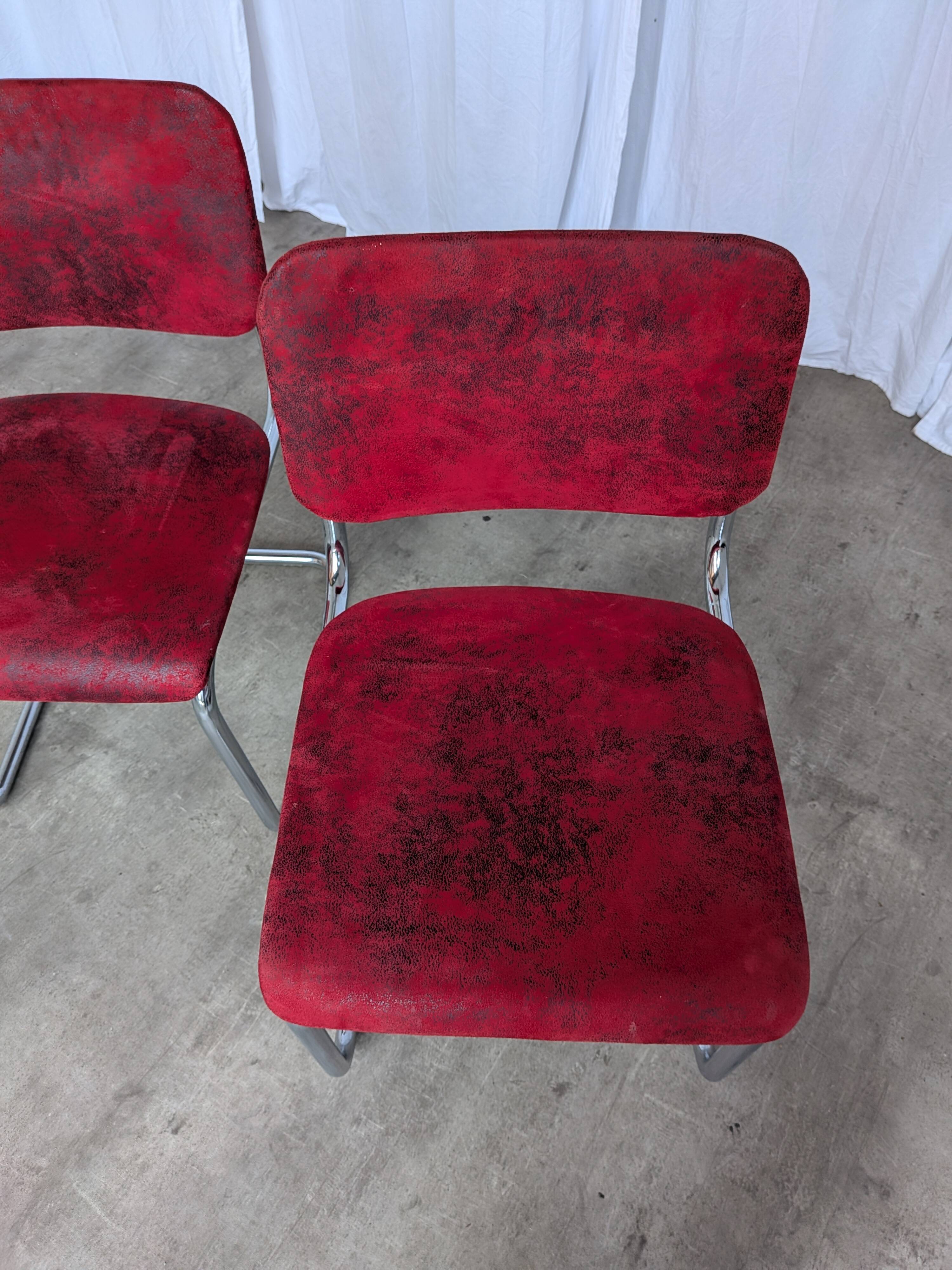 Cesca Style Dining Chair: Red Fabric, Tubular Frame, 1970s ( 2 in stock)