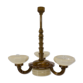 Art deco wood chandelier, 1930s