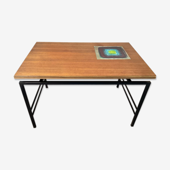 Vintage coffee table in wood and metal years 60/70