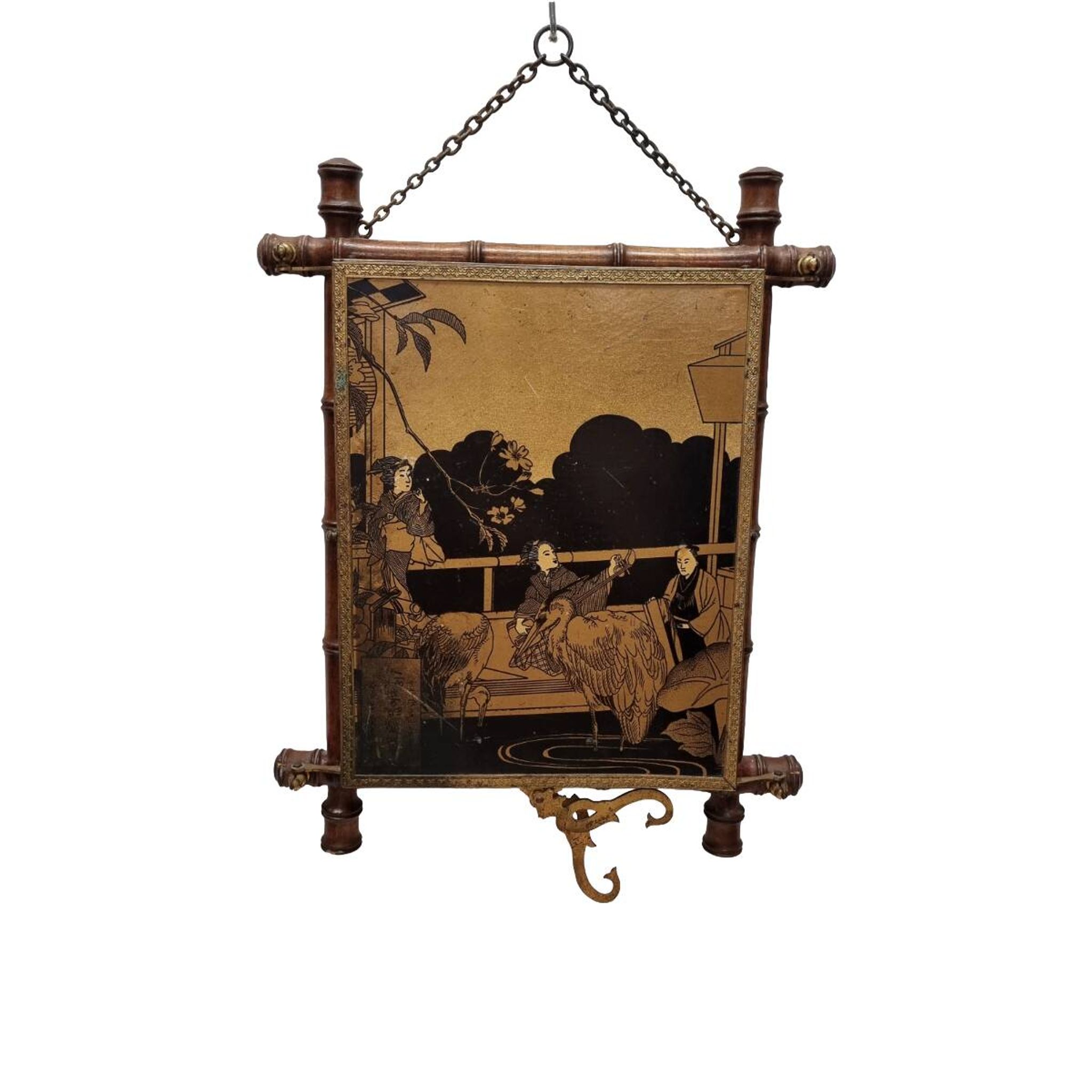 Antique Japanese style triptych mirror