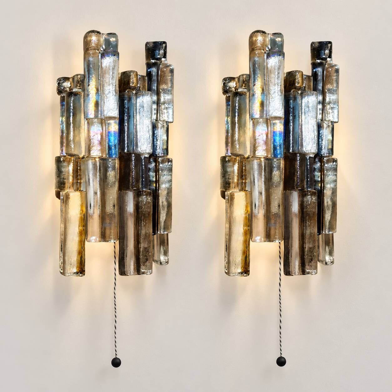 Kalmar Glass Sconces Wall Lights, Set of 2, 1960s