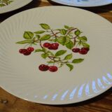 Set de 9 assiettes plates porcelaine Ranrupt Anne Ehret décor de cerises