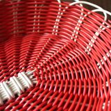 Vintage scoubidou white red basket