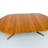 Danish Round Teak Dining Table with Extensions, 1970s