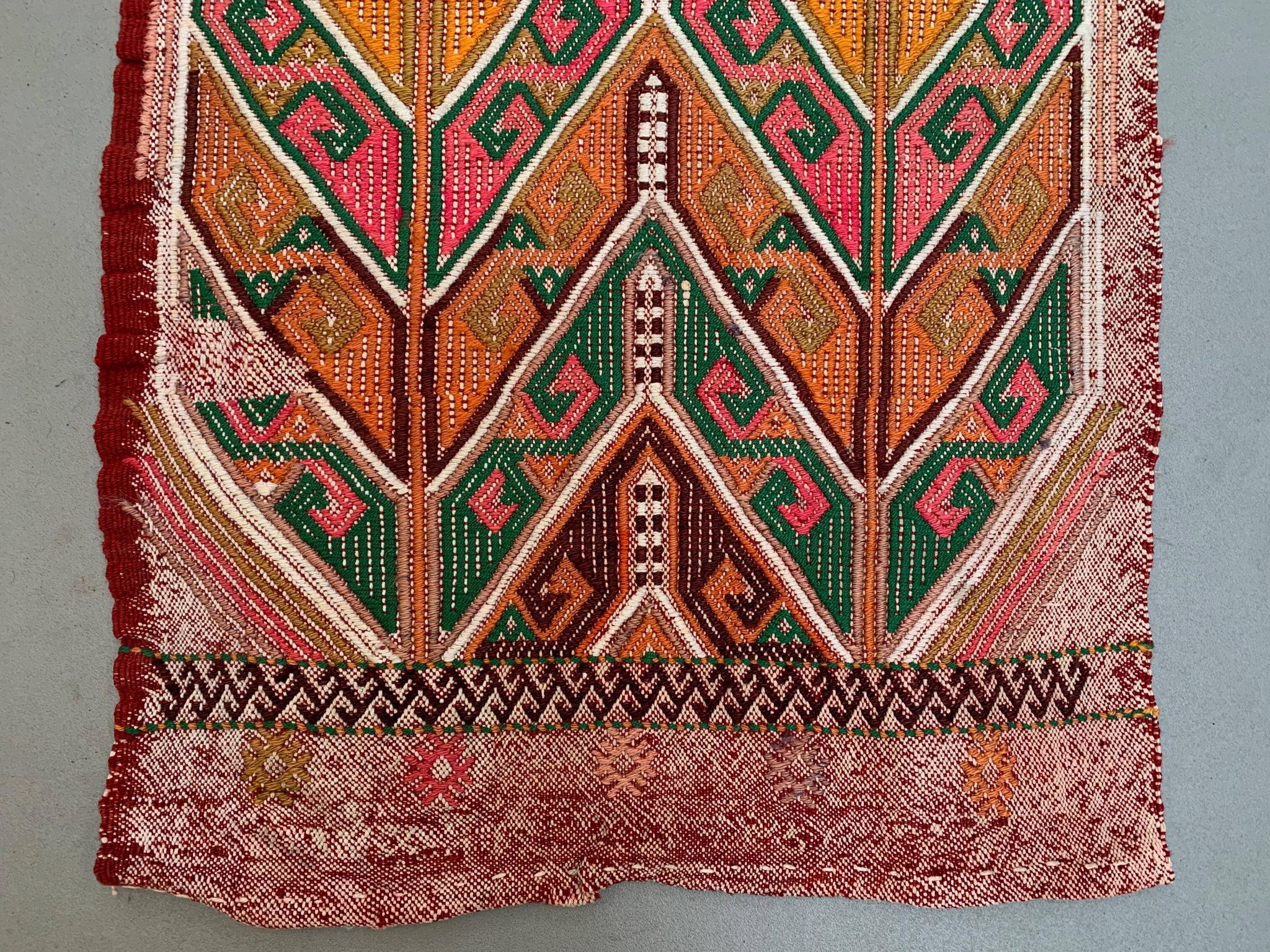 Vintage Turkish Mini Kilim 90x49 cm Wool Small Kelim Runner, shabby Chic