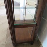 Shelf-Display case-with mirror & glass-Empire style-Walnut stain-1 drawer