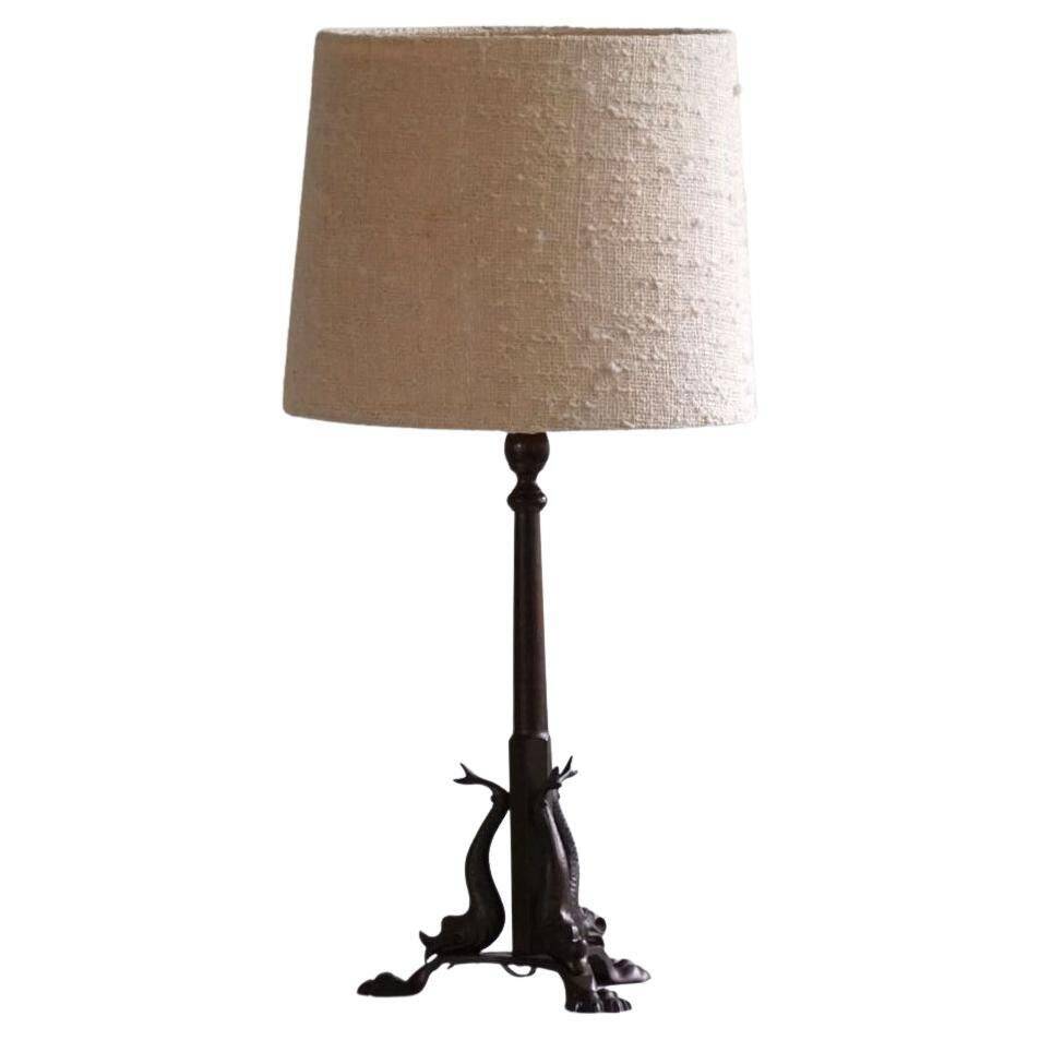 Danish table lamp, Jugendstil, Art Nouveau, in bronze, 1920s.