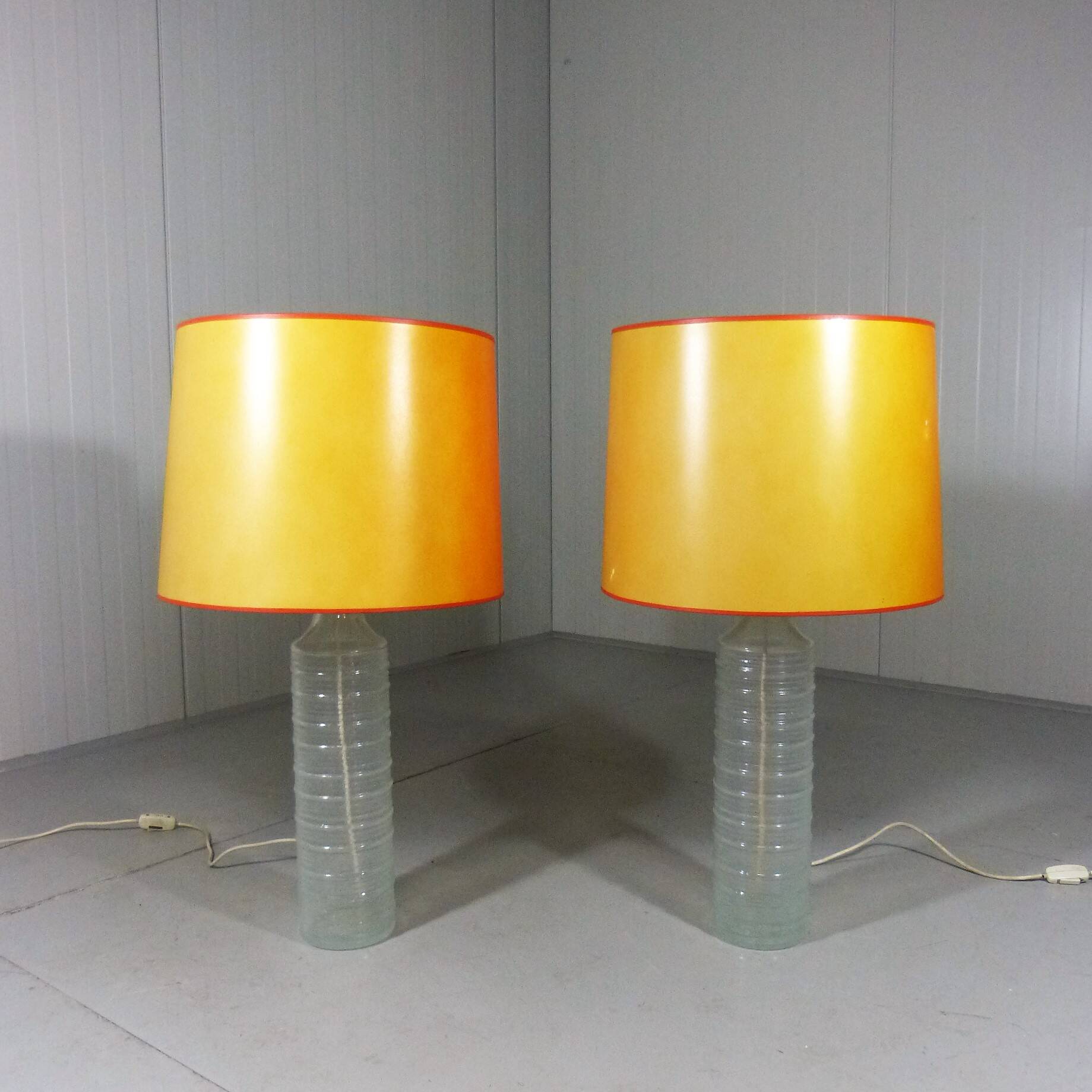 Set of 2 large glass table lamps 1960’s