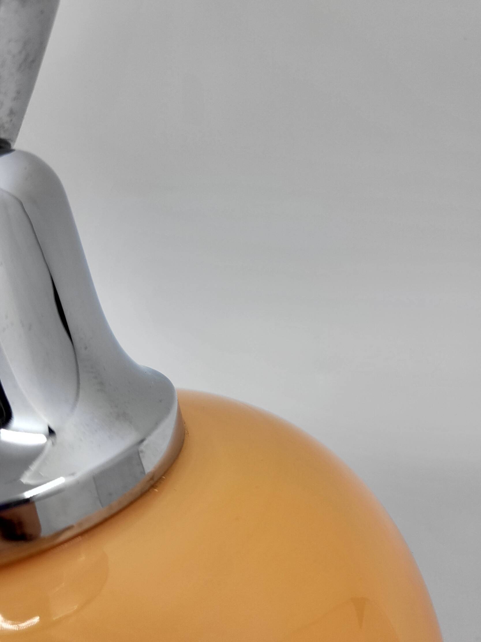 Diderot Delmas lamp in orange opaline with chrome base France 1970 Vintage